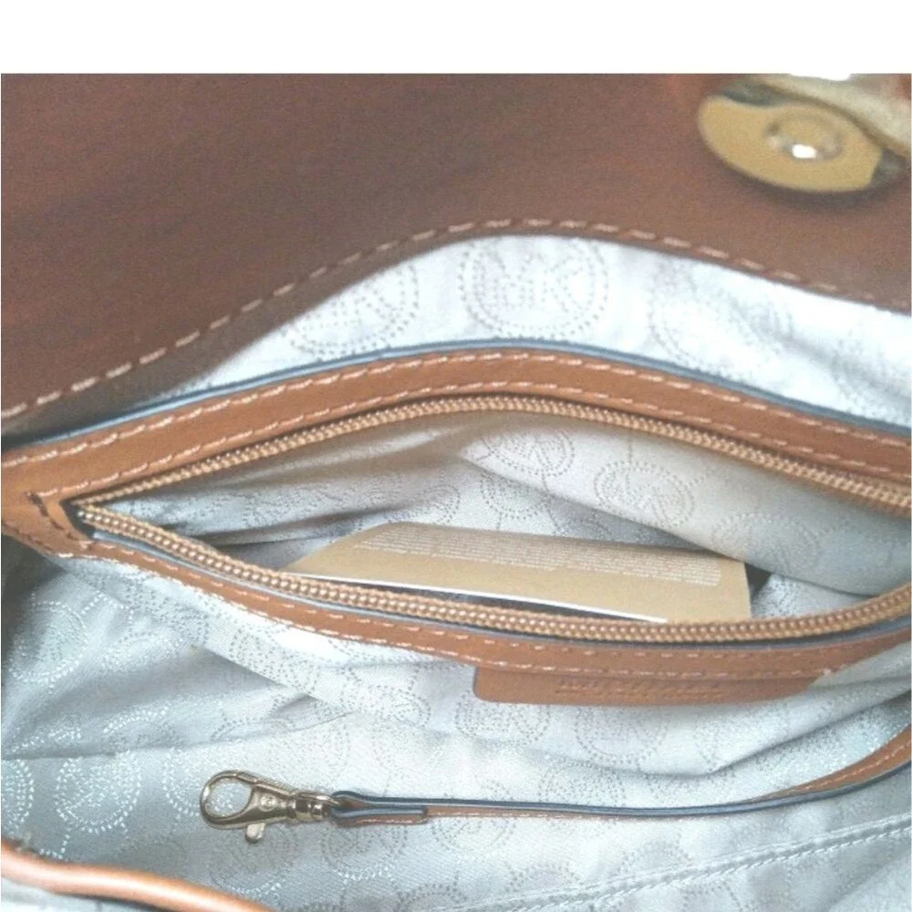 Michael Kors Hamilton Medium Logo Satchel Handbag Signature Vanilla Canvas